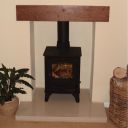 Hunter multifuel stove with oak beam